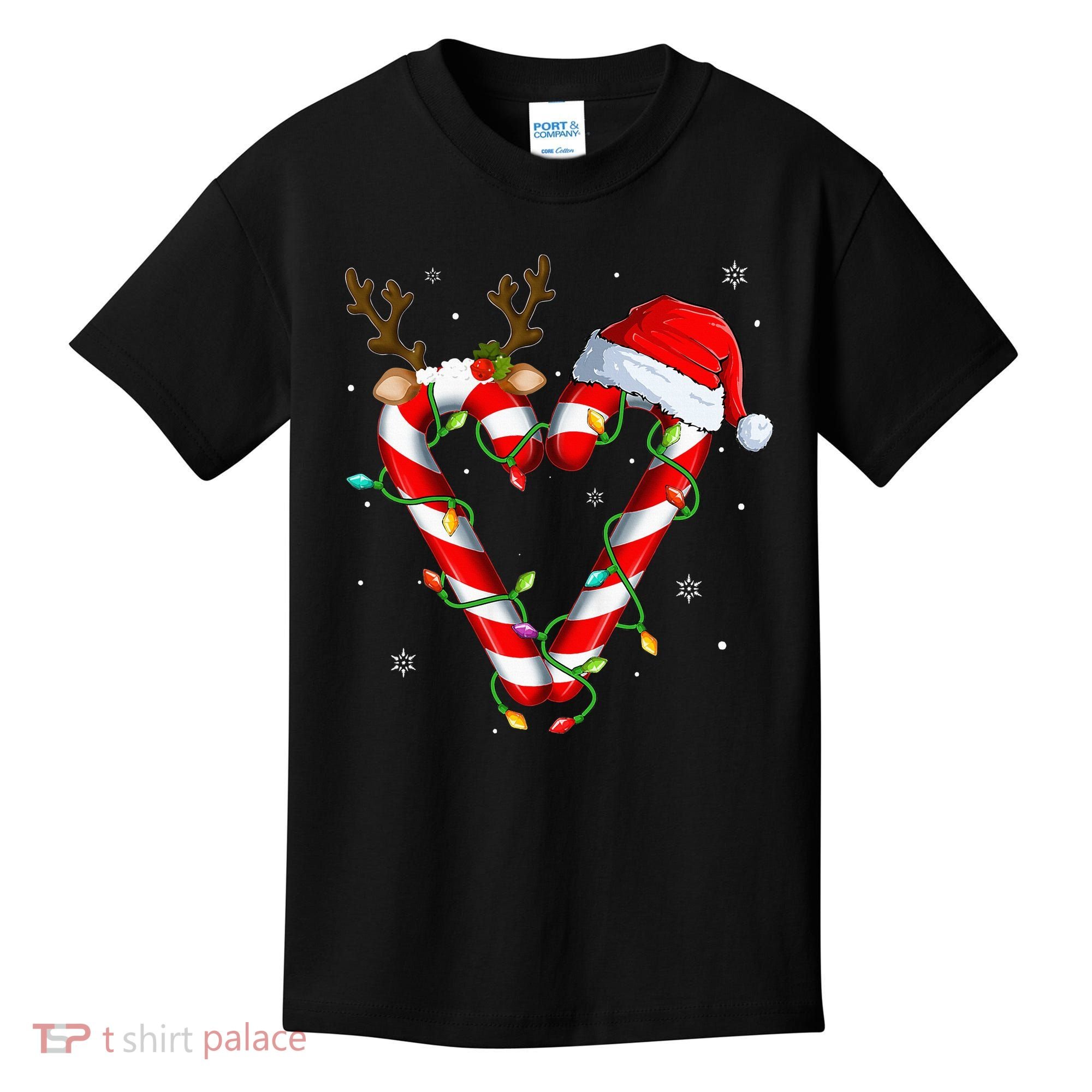 Candy Cane Crew Santa Christmas Lights Xmas Kids T-Shirt
