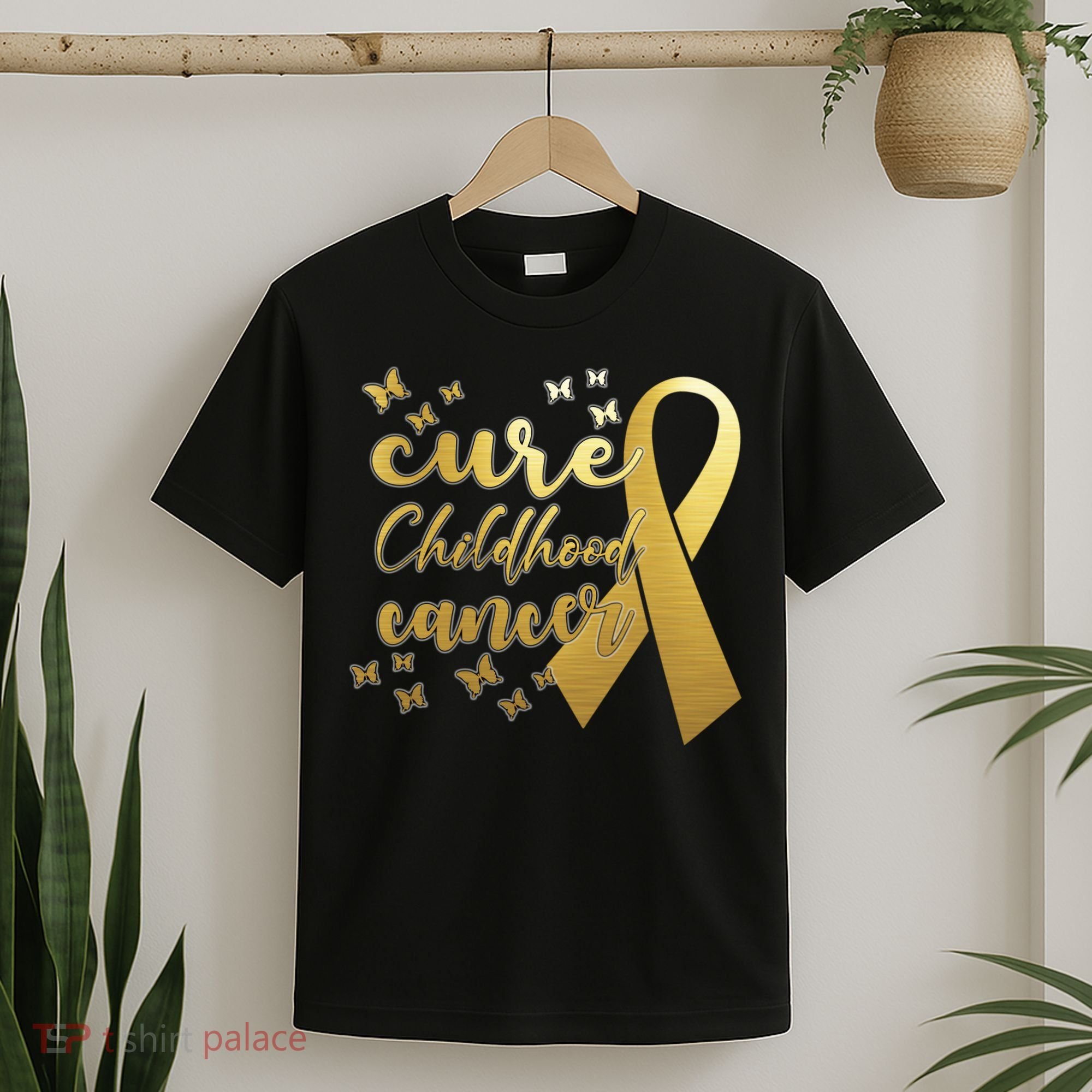 Cure Childhood Cancer Butterflies Ribbon T-Shirt