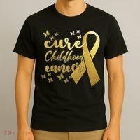 Cure Childhood Cancer Butterflies Ribbon T-Shirt thumb 3