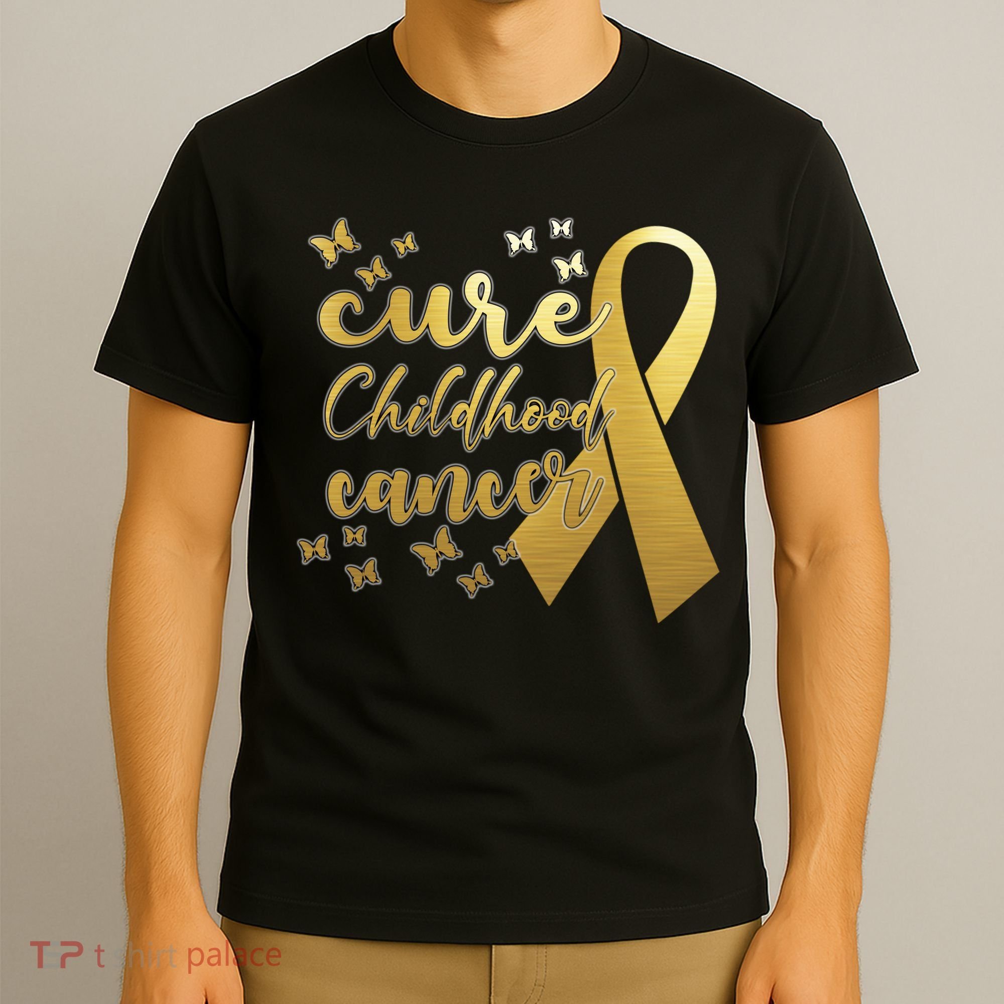 Cure Childhood Cancer Butterflies Ribbon T-Shirt