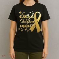 Cure Childhood Cancer Butterflies Ribbon T-Shirt thumb 4