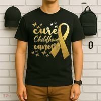 Cure Childhood Cancer Butterflies Ribbon T-Shirt thumb 6