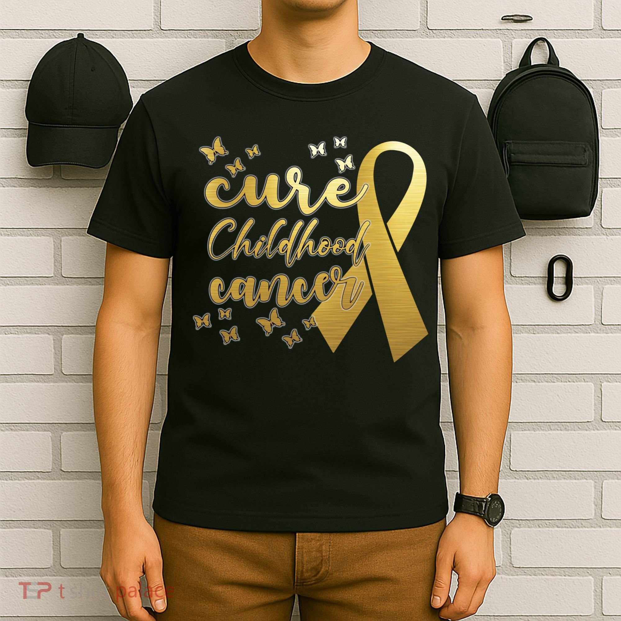 Cure Childhood Cancer Butterflies Ribbon T-Shirt