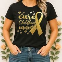 Cure Childhood Cancer Butterflies Ribbon Women's T-Shirt thumb 2