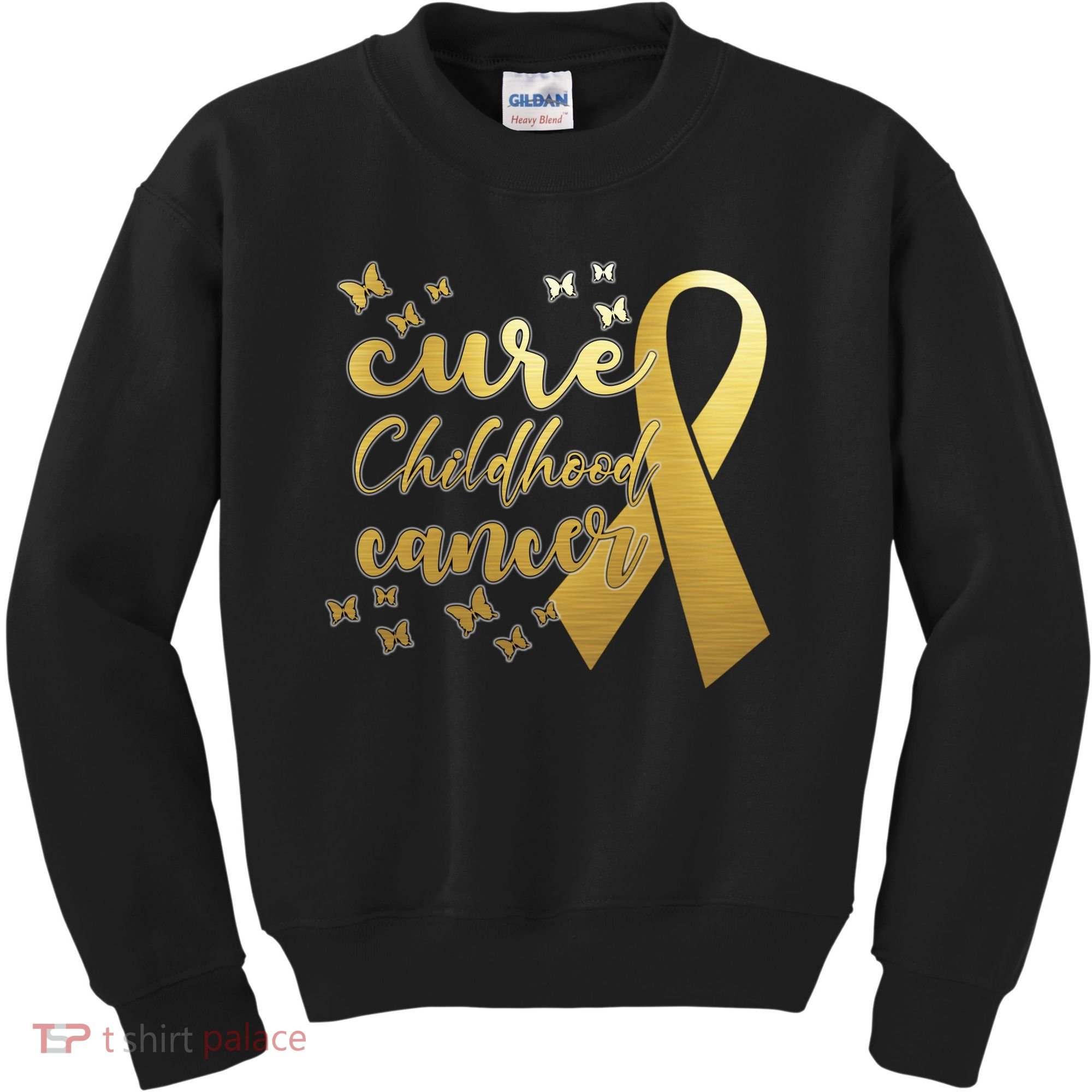 Cure Childhood Cancer Butterflies Ribbon Kids Sweatshirt