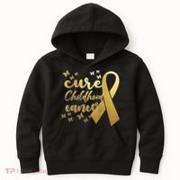 Cure Childhood Cancer Butterflies Ribbon Kids Hoodie thumb 0