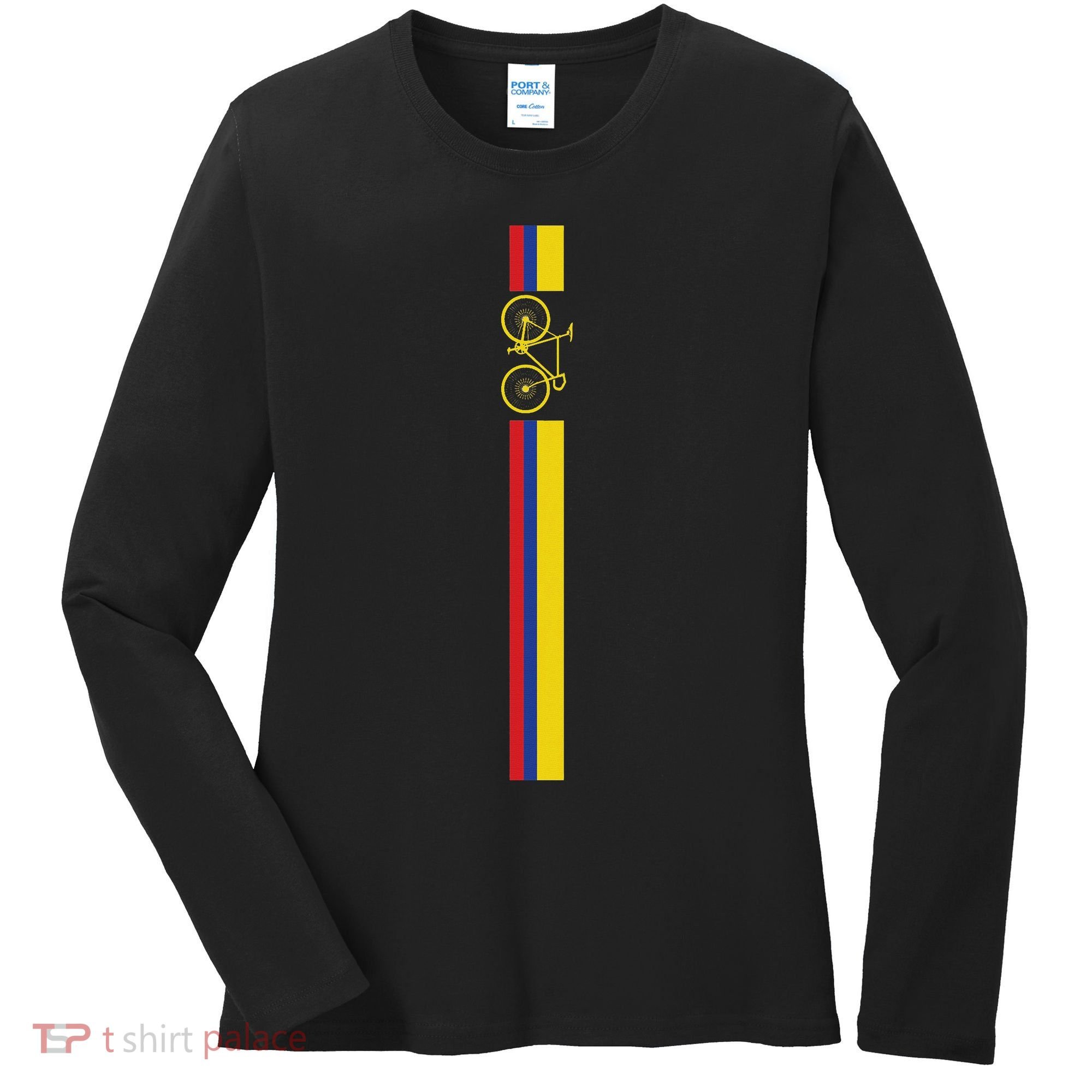 Colombian Cycling Colombia Flag Cyclist Bicycle Gift Women's Long Sleeve Shirt