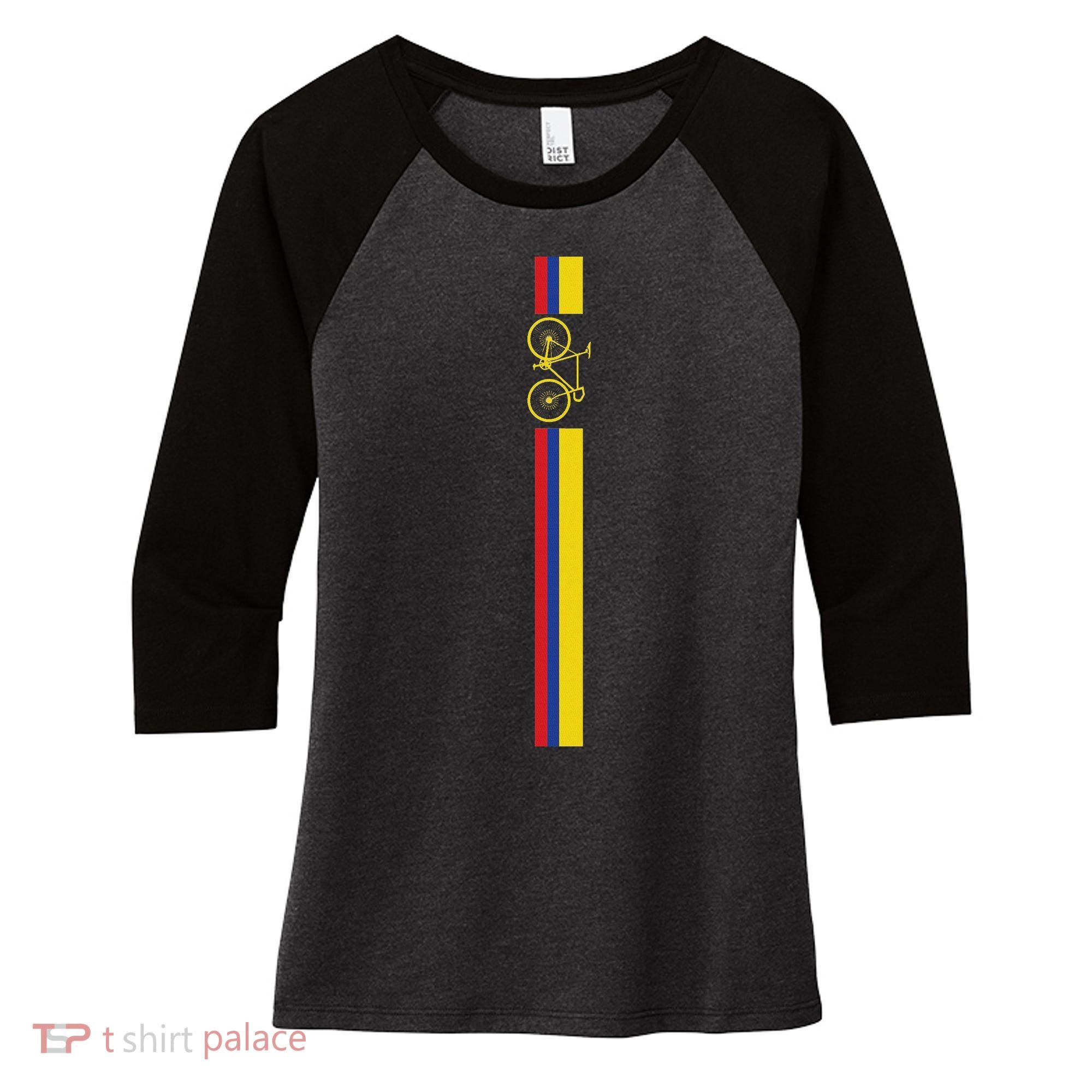 Colombian Cycling Colombia Flag Cyclist Bicycle Gift Women's Tri-Blend 3/4-Sleeve Raglan Shirt