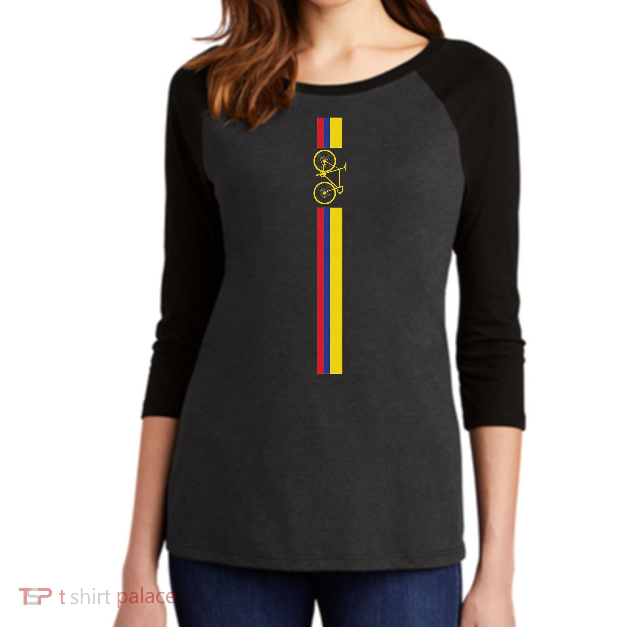 Colombian Cycling Colombia Flag Cyclist Bicycle Gift Women's Tri-Blend 3/4-Sleeve Raglan Shirt