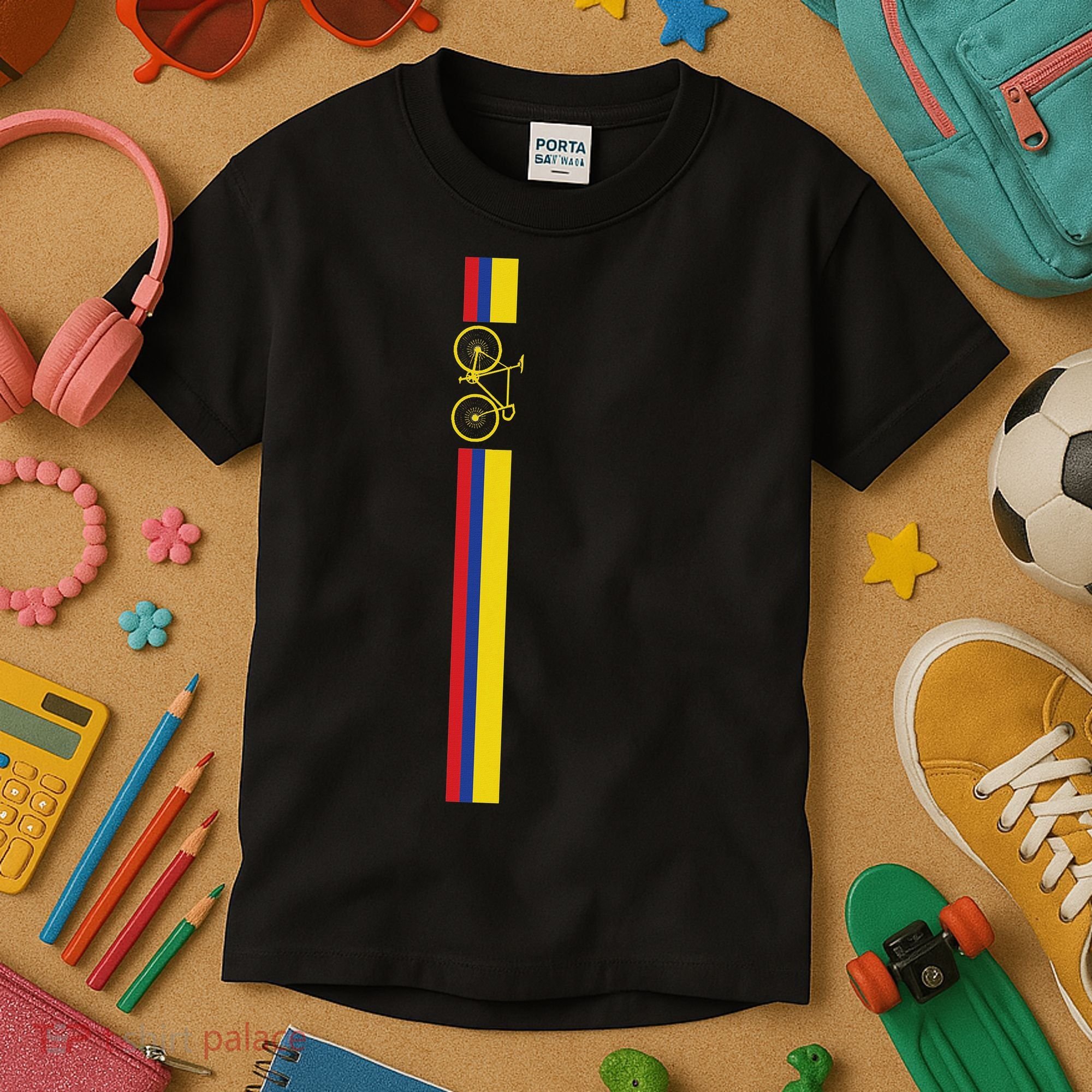 Colombian Cycling Colombia Flag Cyclist Bicycle Gift Kids T-Shirt