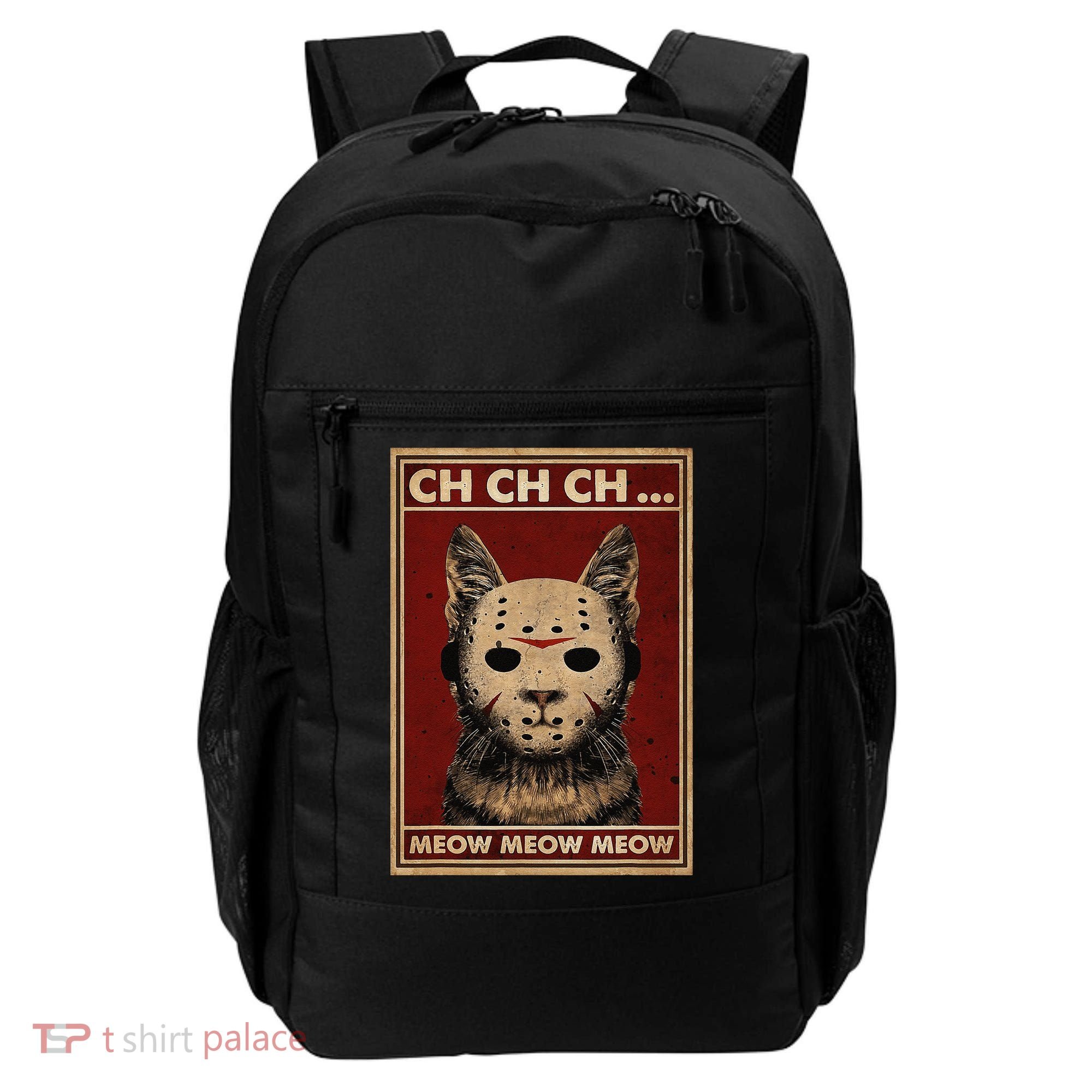 Ch Ch Ch Meow Meow Scary Halloween Cat Horror Slasher Movie Backpack