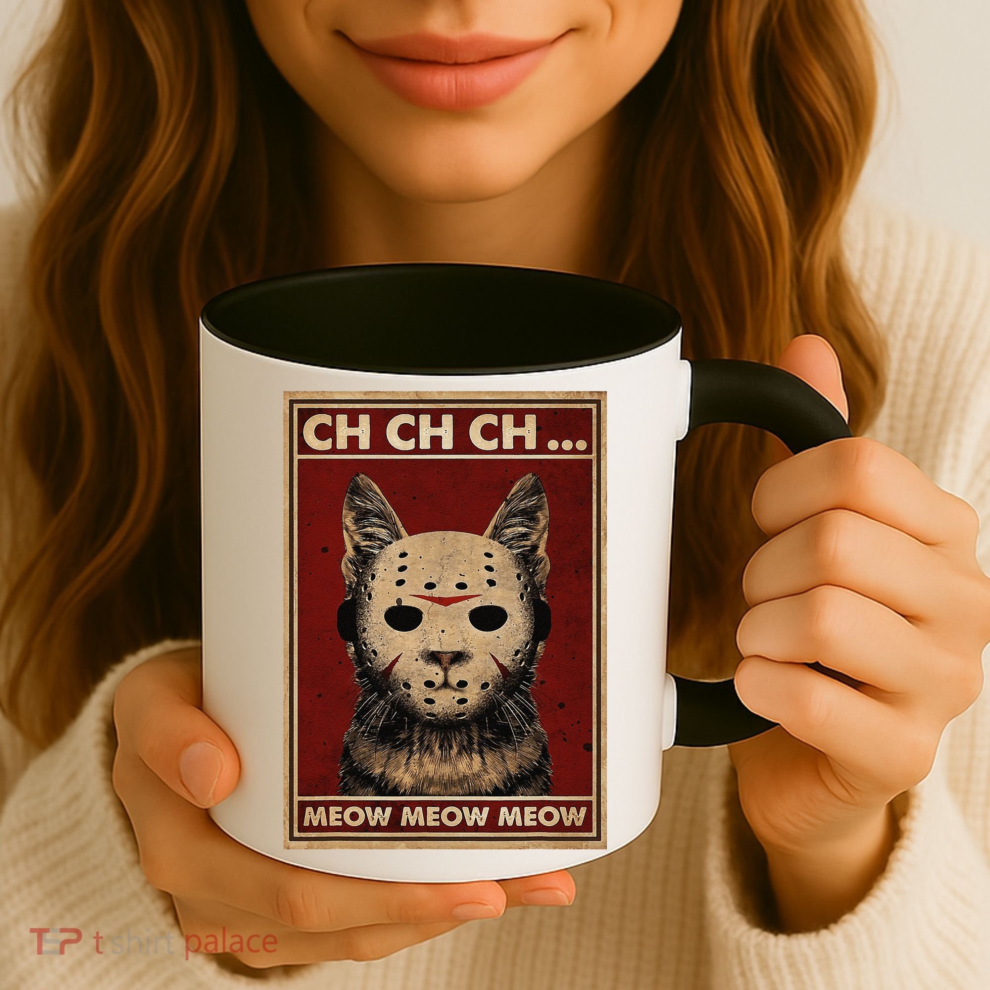 Ch Ch Ch Meow Meow Scary Halloween Cat Horror Slasher Movie Coffee Mug