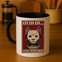 Ch Ch Ch Meow Meow Scary Halloween Cat Horror Slasher Movie Coffee Mug thumb 4