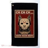 Ch Ch Ch Meow Meow Scary Halloween Cat Horror Slasher Movie Golf Towel thumb 0