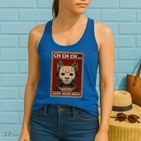 Ch Ch Ch Meow Meow Scary Halloween Cat Horror Slasher Movie Women's Tank Top thumb 2