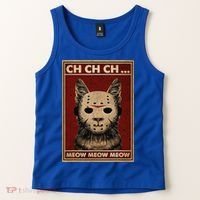 Ch Ch Ch Meow Meow Scary Halloween Cat Horror Slasher Movie Tank Top thumb 2