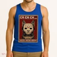 Ch Ch Ch Meow Meow Scary Halloween Cat Horror Slasher Movie Tank Top thumb 3