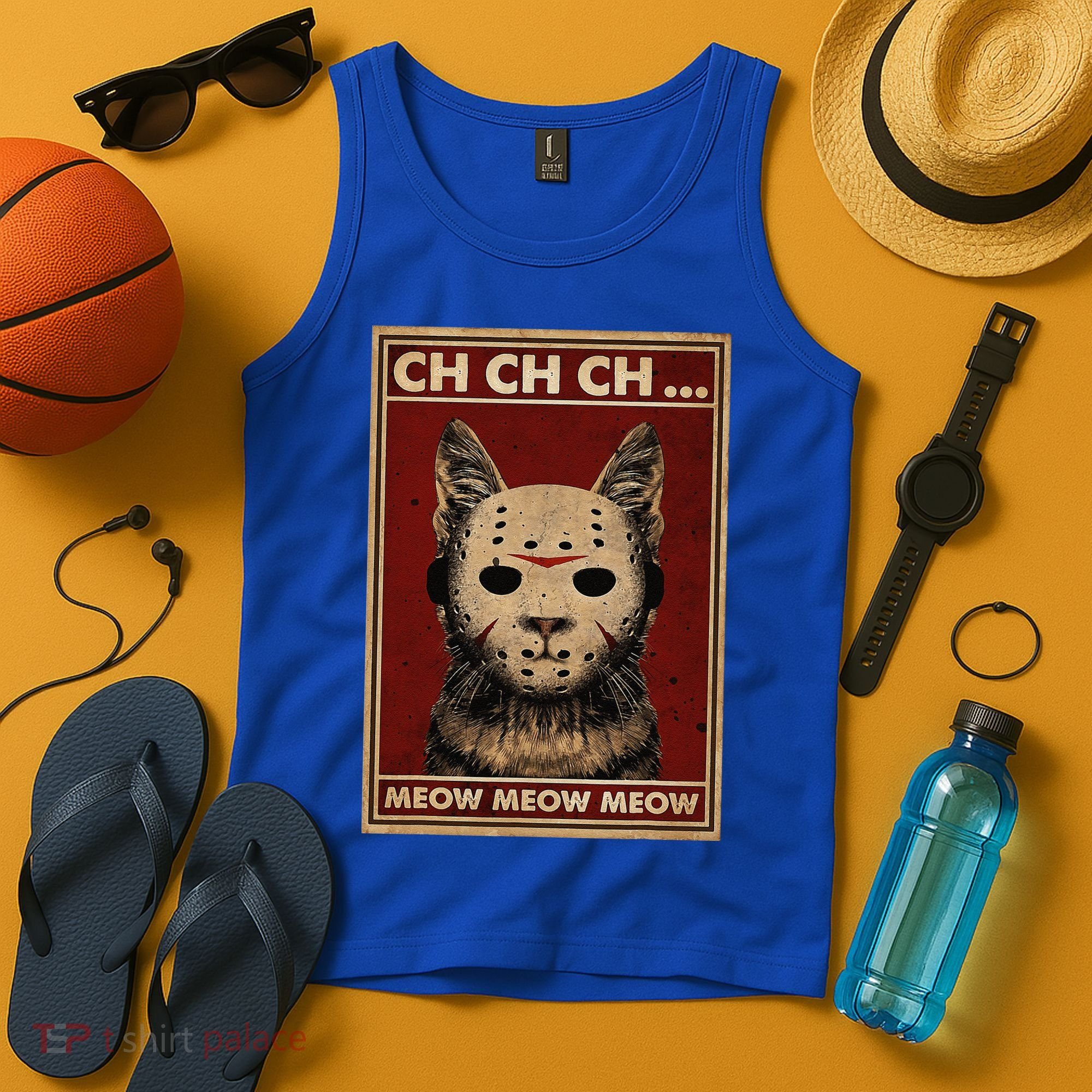 Ch Ch Ch Meow Meow Scary Halloween Cat Horror Slasher Movie Tank Top
