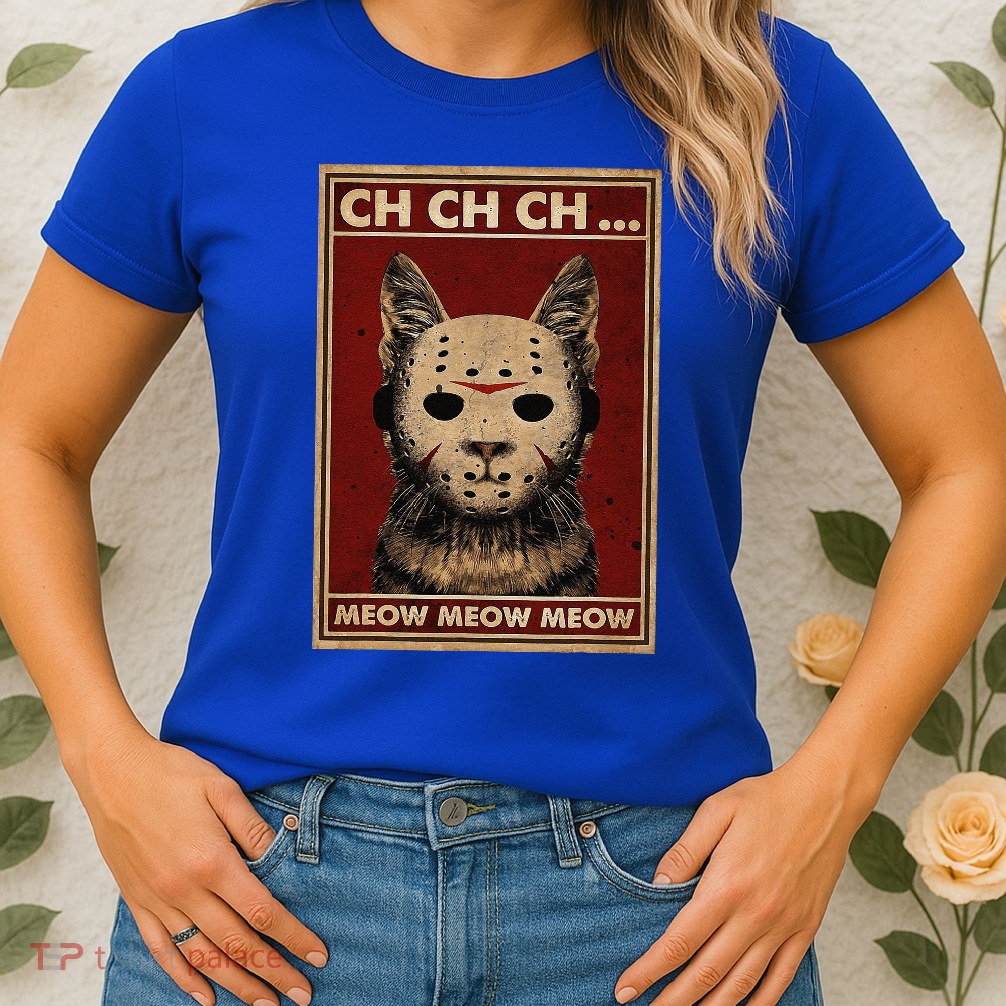 Ch Ch Ch Meow Meow Scary Halloween Cat Horror Slasher Movie Women's T-Shirt