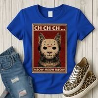 Ch Ch Ch Meow Meow Scary Halloween Cat Horror Slasher Movie Women's T-Shirt thumb 3
