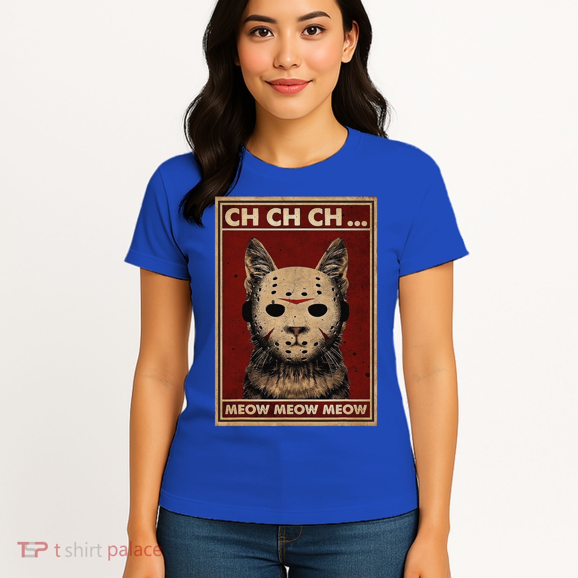 Ch Ch Ch Meow Meow Scary Halloween Cat Horror Slasher Movie Women's T-Shirt