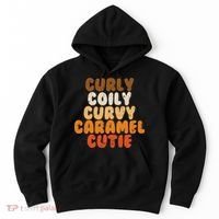 Curly Curvy Caramel Cutie Melanin Goddess Black Pride Gift Hoodie thumb 0
