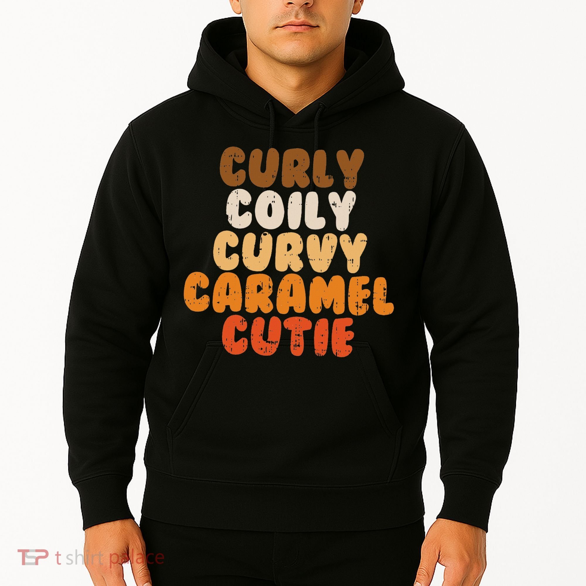 Curly Curvy Caramel Cutie Melanin Goddess Black Pride Gift Hoodie