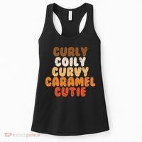 Curly Curvy Caramel Cutie Melanin Goddess Black Pride Gift Women's Tank Top thumb 0