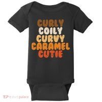 Curly Curvy Caramel Cutie Melanin Goddess Black Pride Gift Baby Bodysuit thumb 0