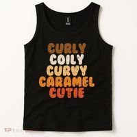 Curly Curvy Caramel Cutie Melanin Goddess Black Pride Gift Tank Top thumb 2