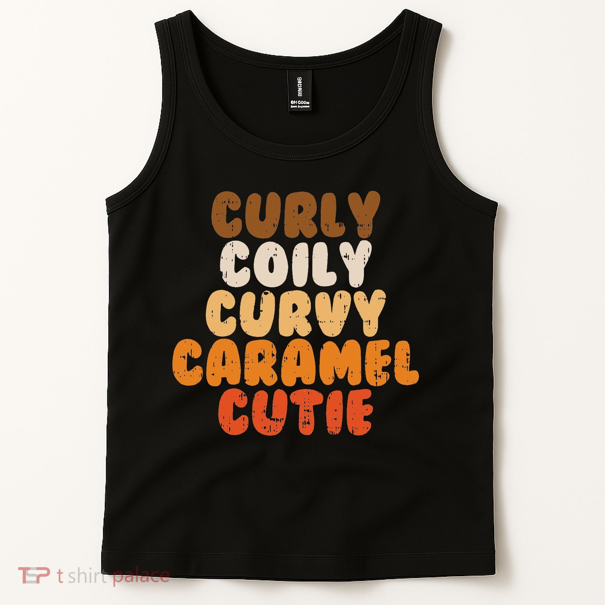 Curly Curvy Caramel Cutie Melanin Goddess Black Pride Gift Tank Top