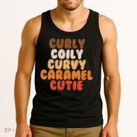 Curly Curvy Caramel Cutie Melanin Goddess Black Pride Gift Tank Top thumb 3