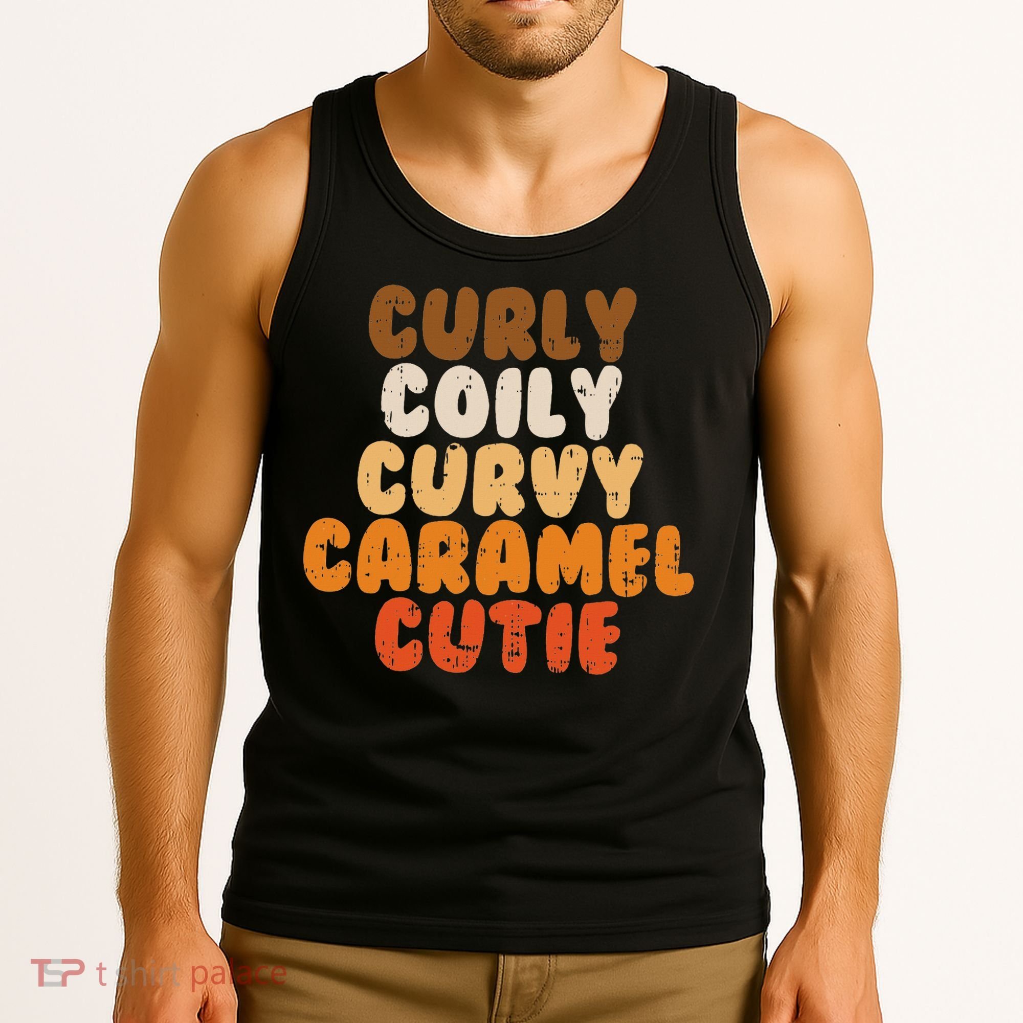 Curly Curvy Caramel Cutie Melanin Goddess Black Pride Gift Tank Top