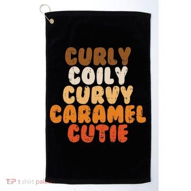 Curly Curvy Caramel Cutie Melanin Goddess Black Pride Gift Golf Towel