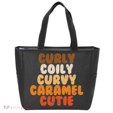 Curly Curvy Caramel Cutie Melanin Goddess Black Pride Gift Tote Bag