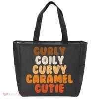 Curly Curvy Caramel Cutie Melanin Goddess Black Pride Gift Tote Bag thumb 0