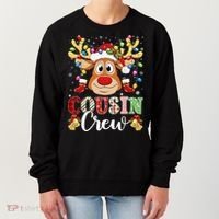 Christmas Cousin Crew Reindeer Santa Hat Lights Teens Women's Sweatshirt thumb 0