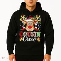 Christmas Cousin Crew Reindeer Santa Hat Lights Teens Hoodie thumb 2