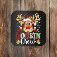 Christmas Cousin Crew Reindeer Santa Hat Lights Teens Coaster thumb 0