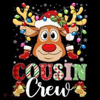 Christmas Cousin Crew Reindeer Santa Hat Lights Teens Women's Hoodie thumb 2