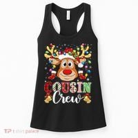 Christmas Cousin Crew Reindeer Santa Hat Lights Teens Women's Tank Top thumb 0