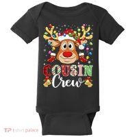 Christmas Cousin Crew Reindeer Santa Hat Lights Teens Baby Bodysuit thumb 0