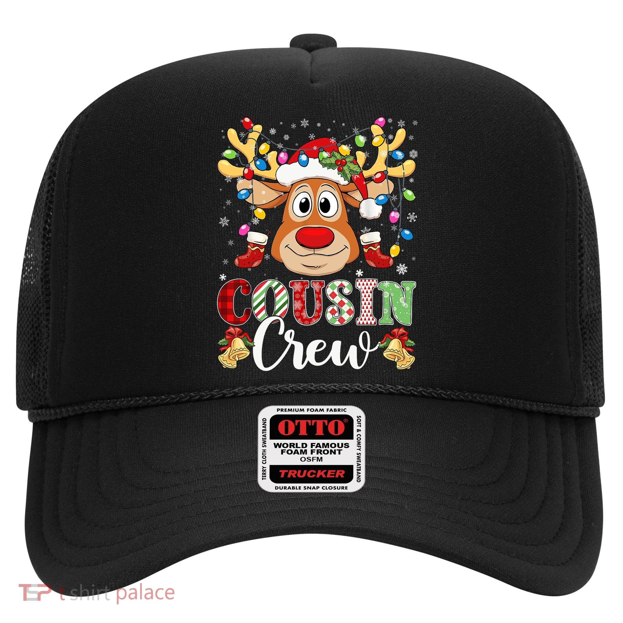 Christmas Cousin Crew Reindeer Santa Hat Lights Teens Hat