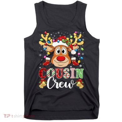 Christmas Cousin Crew Reindeer Santa Hat Lights Teens Tank Top