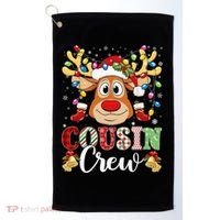 Christmas Cousin Crew Reindeer Santa Hat Lights Teens Golf Towel thumb 0