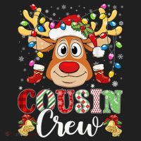 Christmas Cousin Crew Reindeer Santa Hat Lights Teens Golf Towel thumb 3