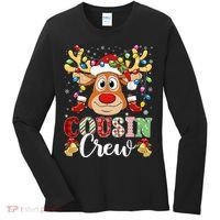 Christmas Cousin Crew Reindeer Santa Hat Lights Teens Women's Long Sleeve Shirt thumb 0