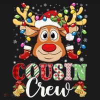Christmas Cousin Crew Reindeer Santa Hat Lights Teens Kids Sweatshirt thumb 2