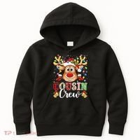 Christmas Cousin Crew Reindeer Santa Hat Lights Teens Kids Hoodie thumb 0