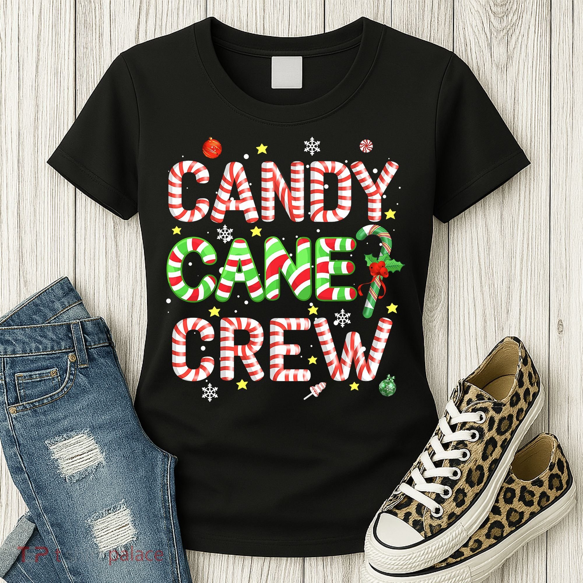 Candy Cane Crew Funny Christmas Candy Lover X-mas Pajamas Women's T-Shirt
